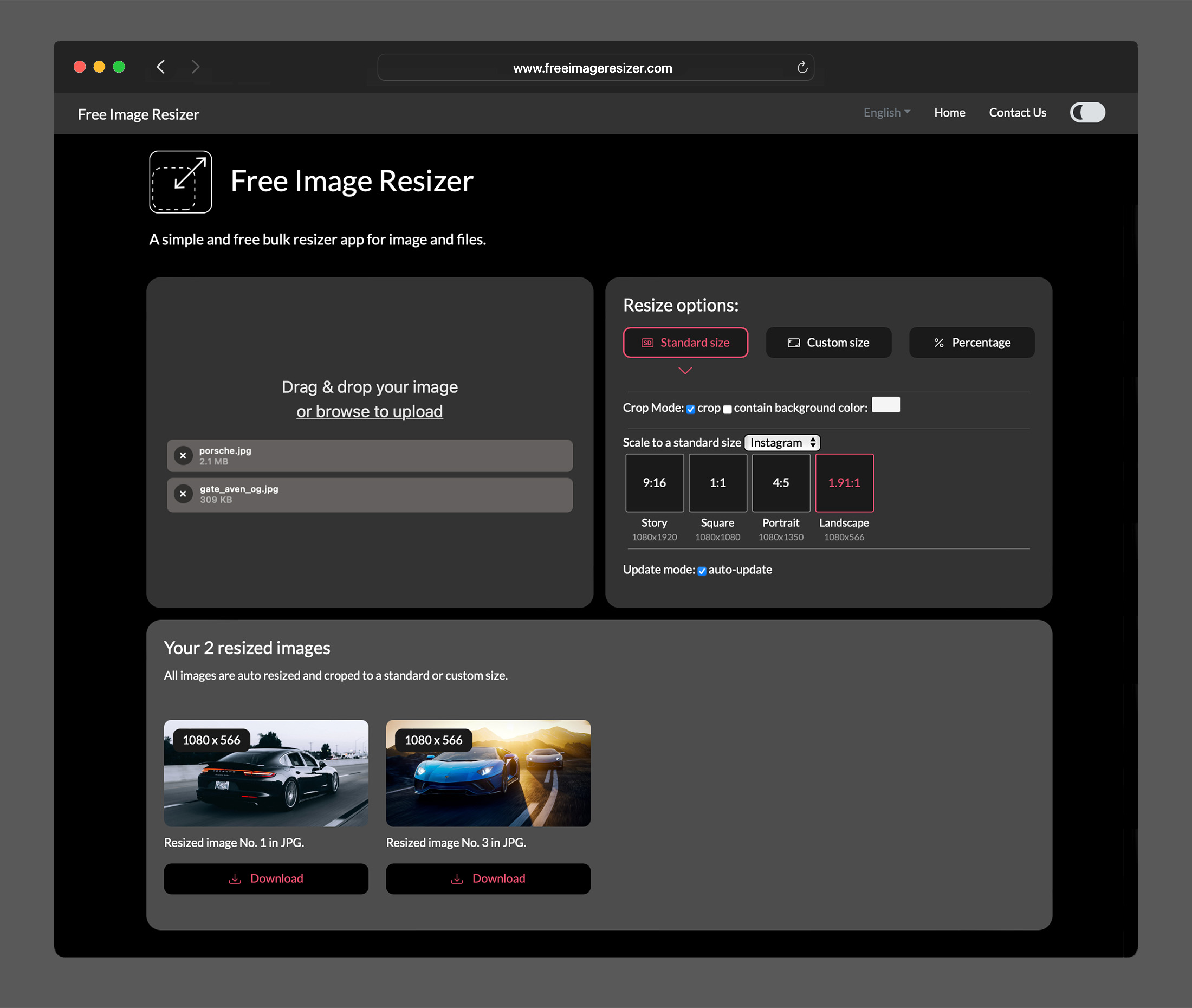 Free Image Resizer to resize images and photos online